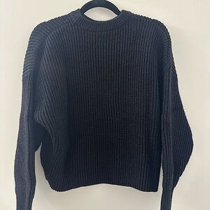 ZARA Round Neck Wool Blend Knit Sweater Black